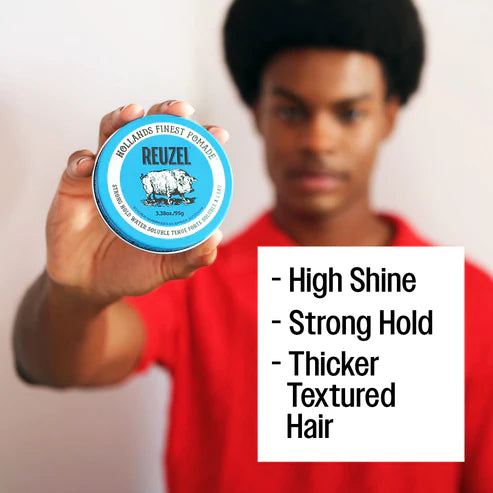 Get REUZELED Blue Pomade + 3 in 1 Shampoo Set