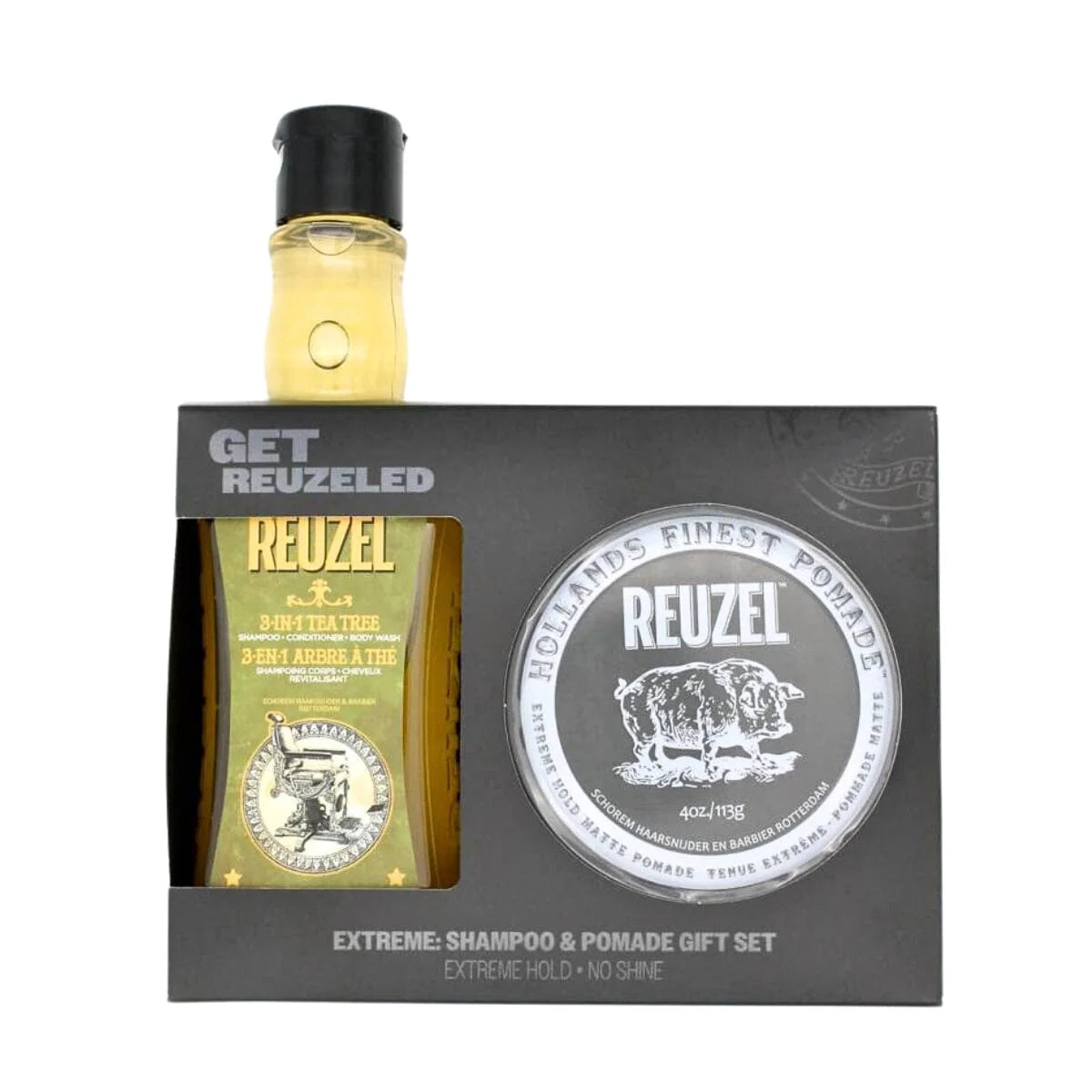 Get REUZELED Extreme Pomade + 3 in 1 Shampoo Set